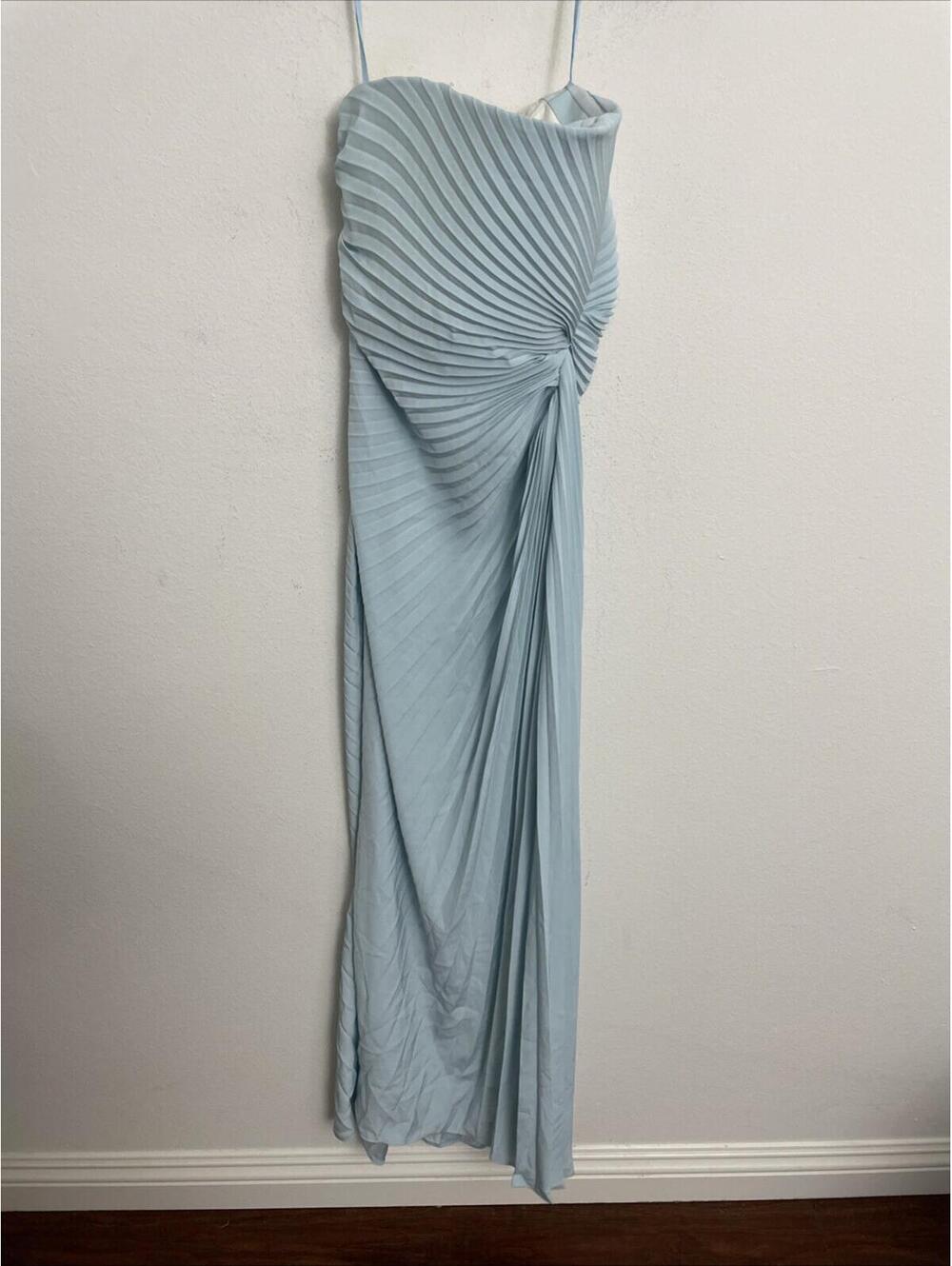 A.L.C. Ice Blue Layla Strapless Gown Pleated Maxi Dress Size 0 $695msrp - Picture 7 of 8